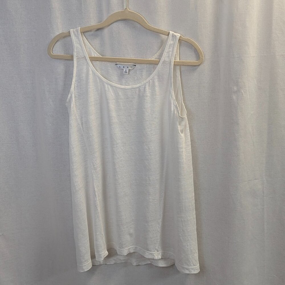 CAbi Size Small White Linen Tunic Style Tank Top